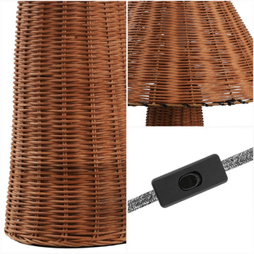Kara 26.5" Modern Coastal Woven Rattan Tapered Cylinder LED Table Lamp